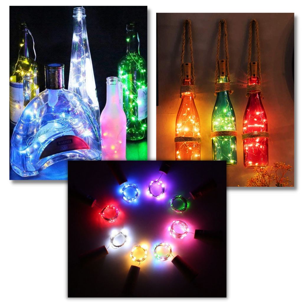 Stringa di luce LED bottiglie con tappo di sughero (confezione da 3) - Ozerty