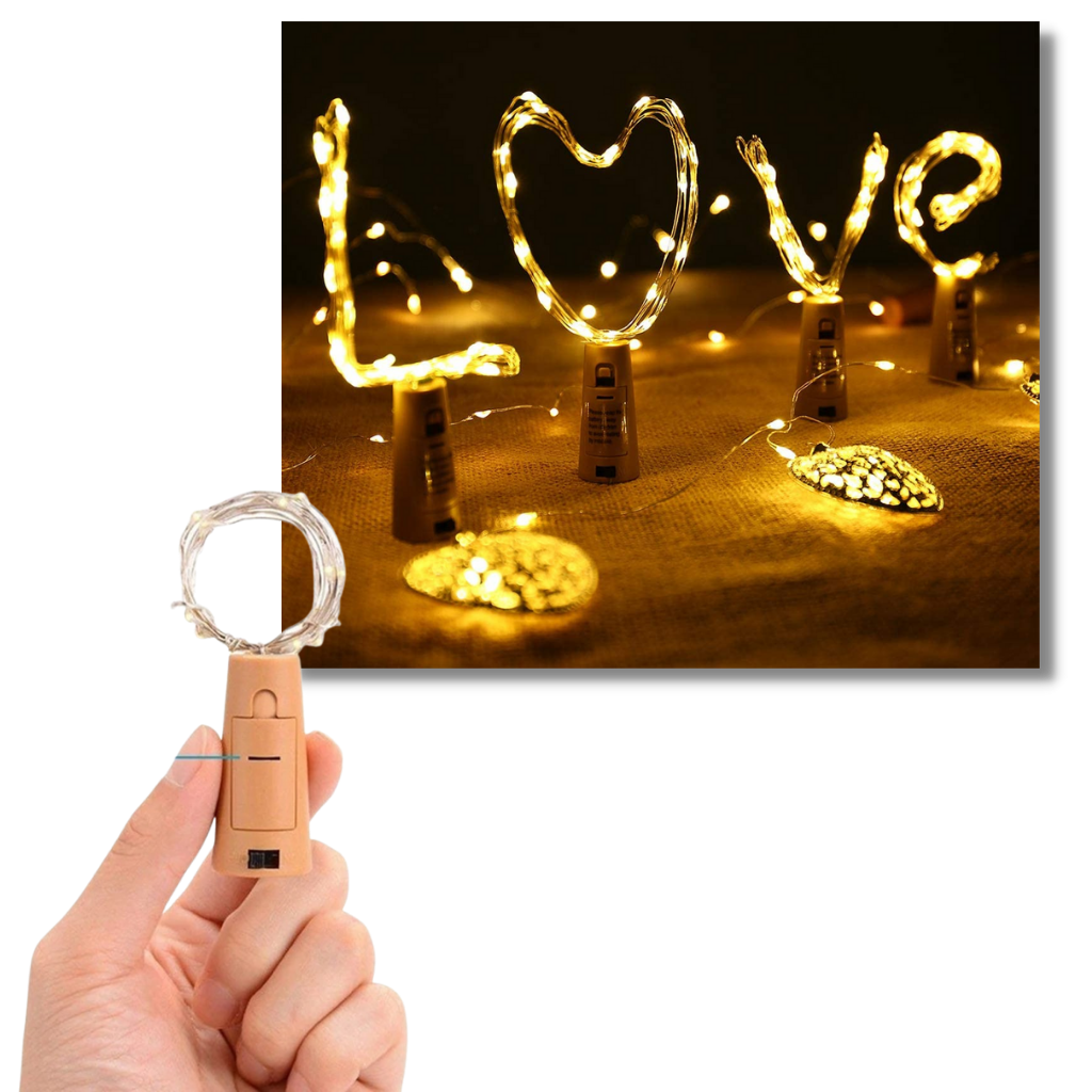 Stringa di luce LED bottiglie con tappo di sughero (confezione da 3) - Ozerty