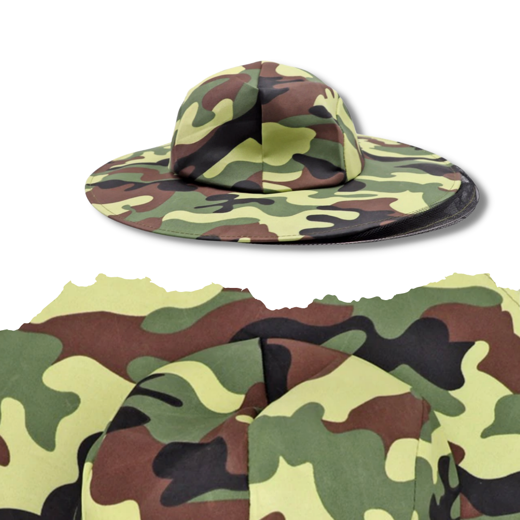 Cappello da apicoltura mimetico con velo di nylon a rete