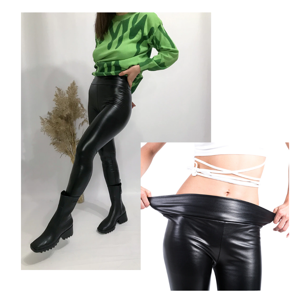 Pantaloni in ecopelle a vita alta - Ozerty