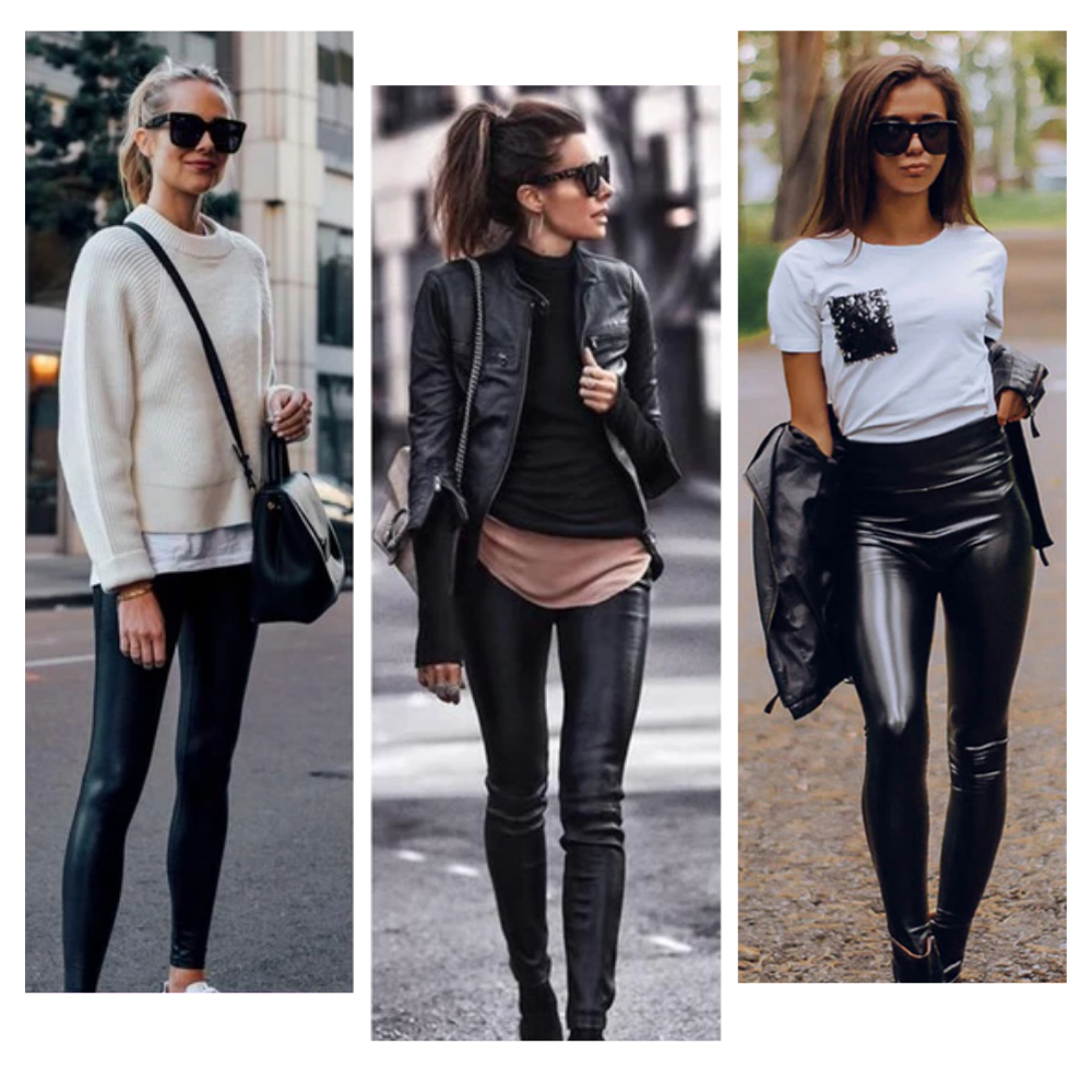 Pantaloni in ecopelle a vita alta