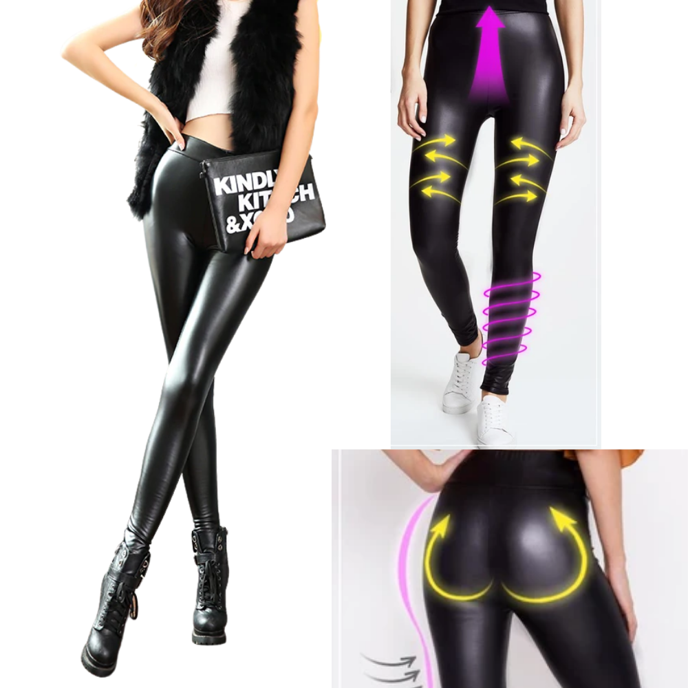Pantaloni in ecopelle a vita alta - Ozerty