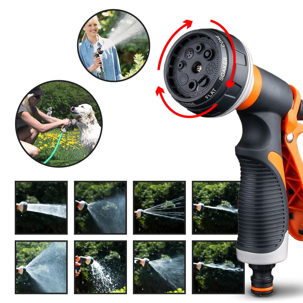 Pistola a spruzzo per tubo da giardino con 8 modalità - Ozerty