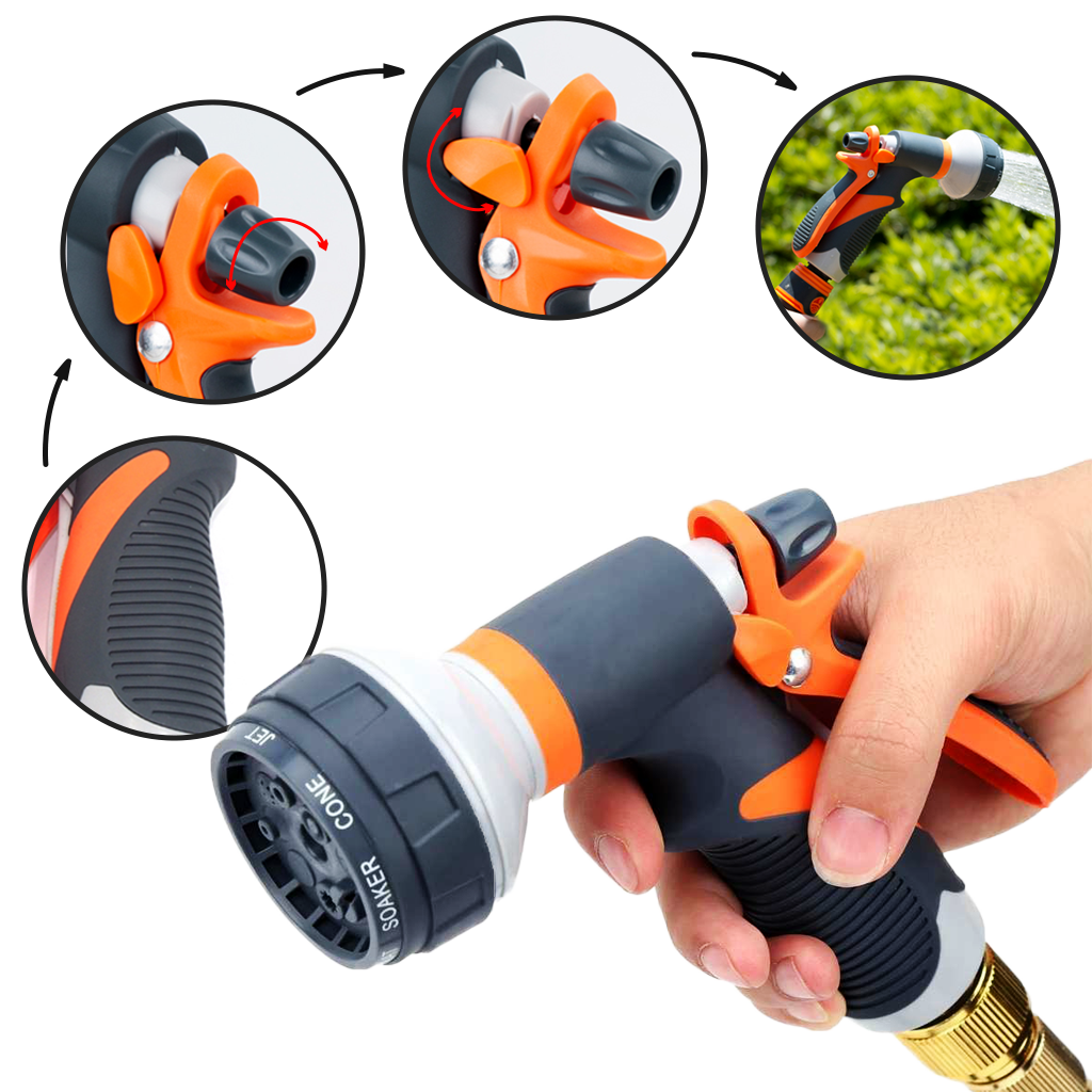 Pistola a spruzzo per tubo da giardino con 8 modalità - Ozerty