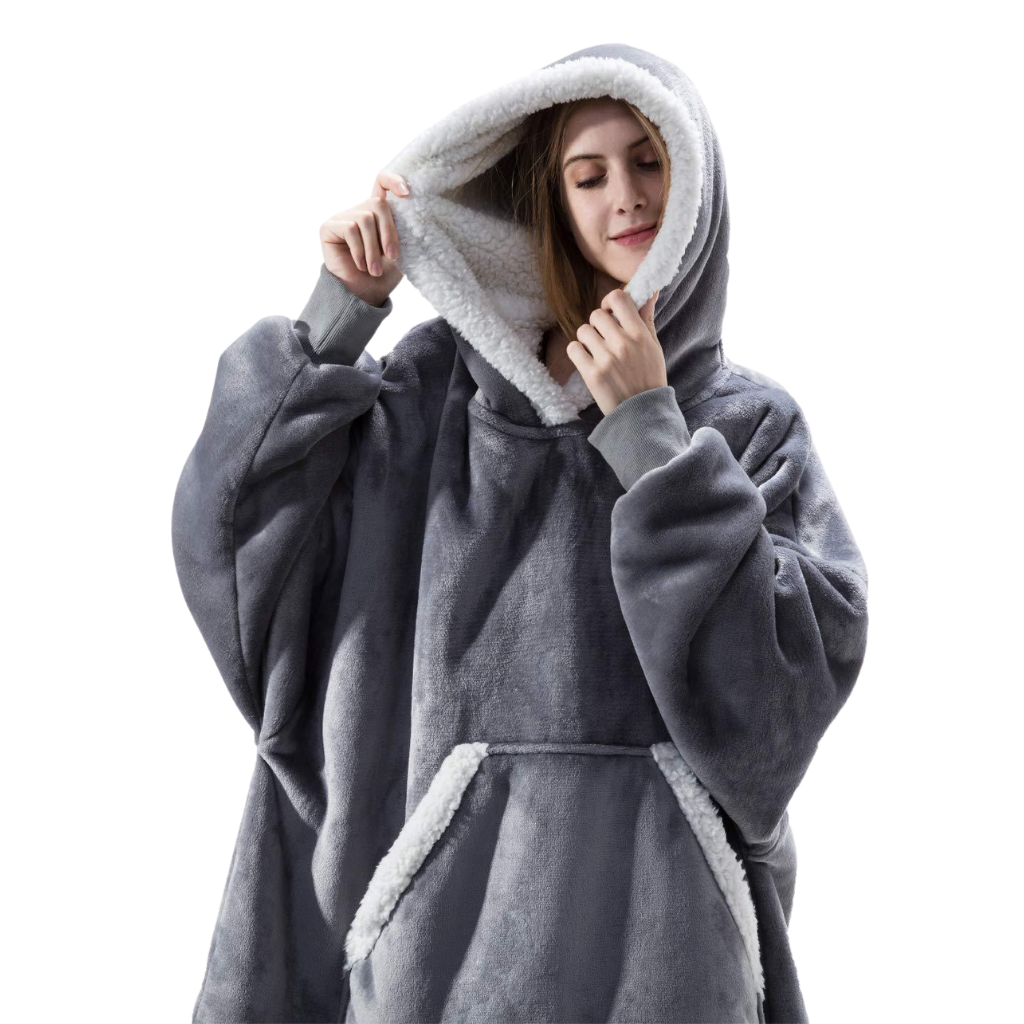 Felpa con cappuccio e coperta gigante
