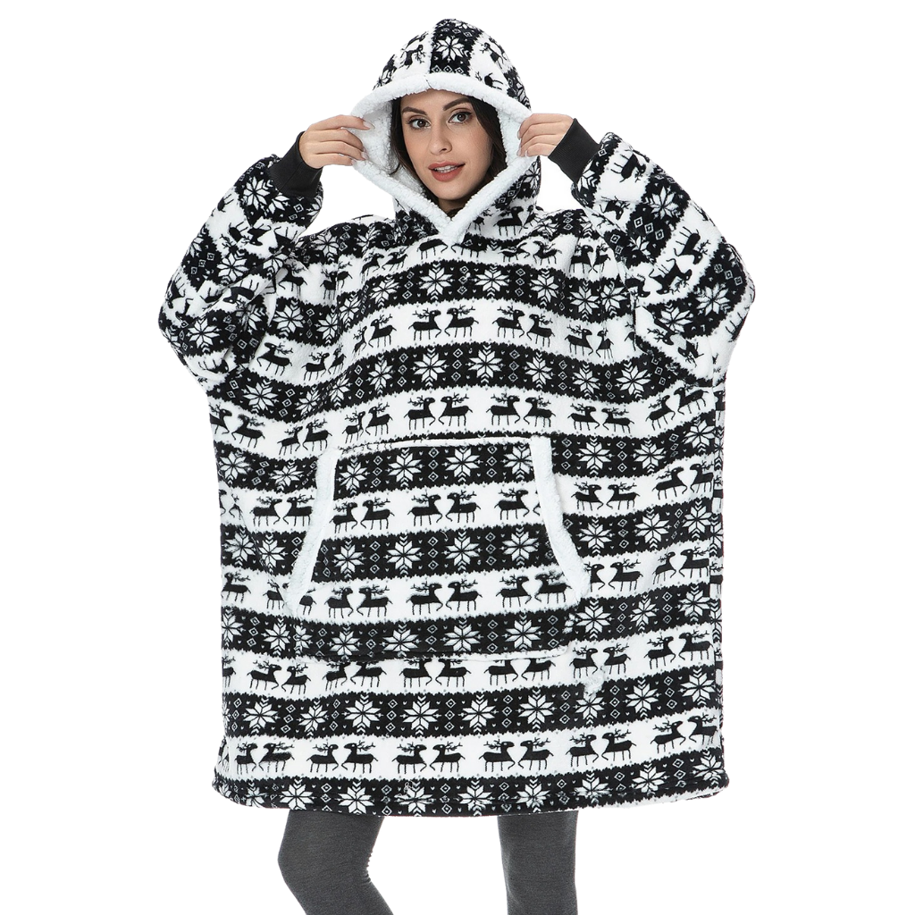 Felpa con cappuccio e coperta gigante