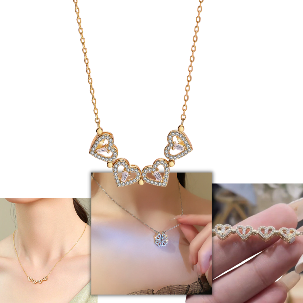 Collana a forma di cuore a quattro foglie - Ozerty
