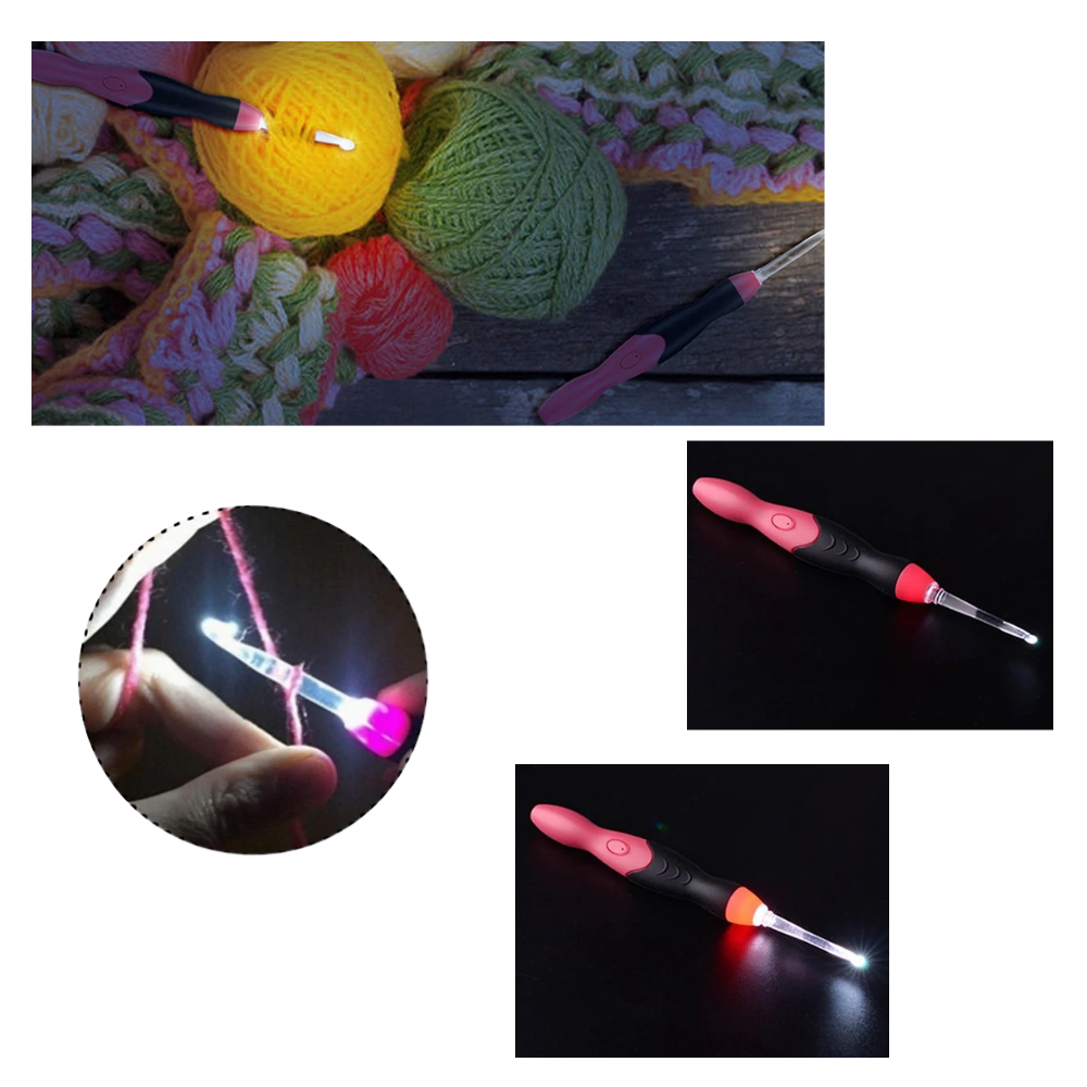 Set di uncinetti ergonomici a LED - Ozerty