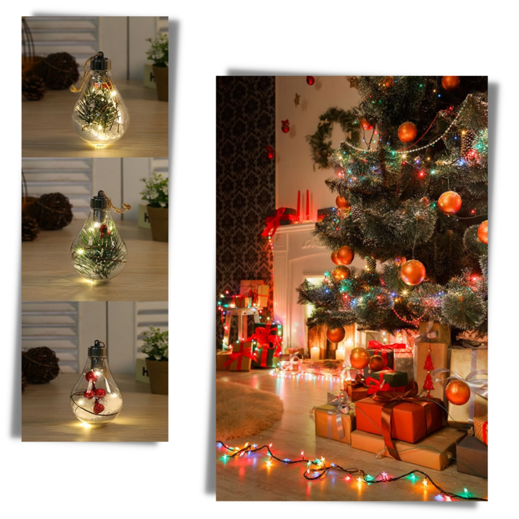 Lampadina a sfera di Natale trasparente a LED