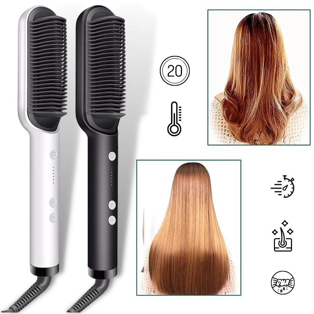 Piastra per capelli elettrica a spazzola in ceramica - Ozerty