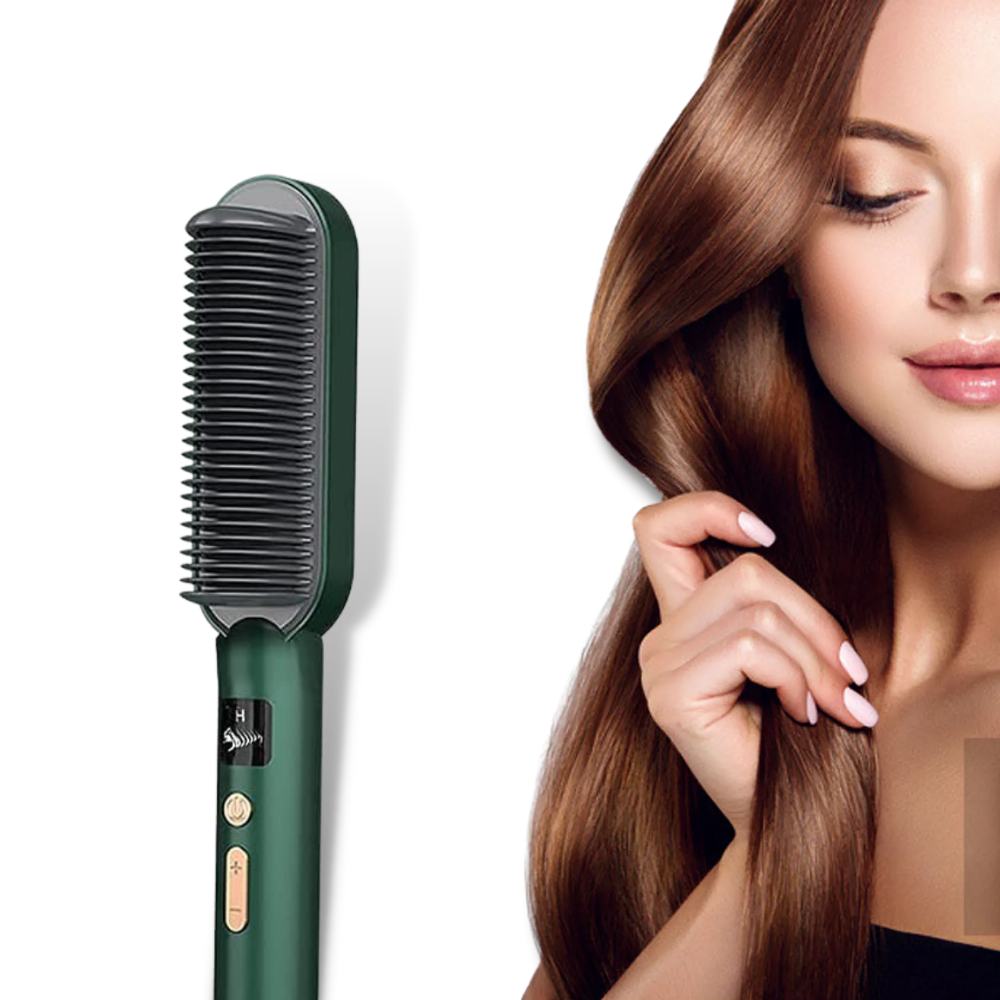 Piastra per capelli elettrica a spazzola in ceramica - Ozerty