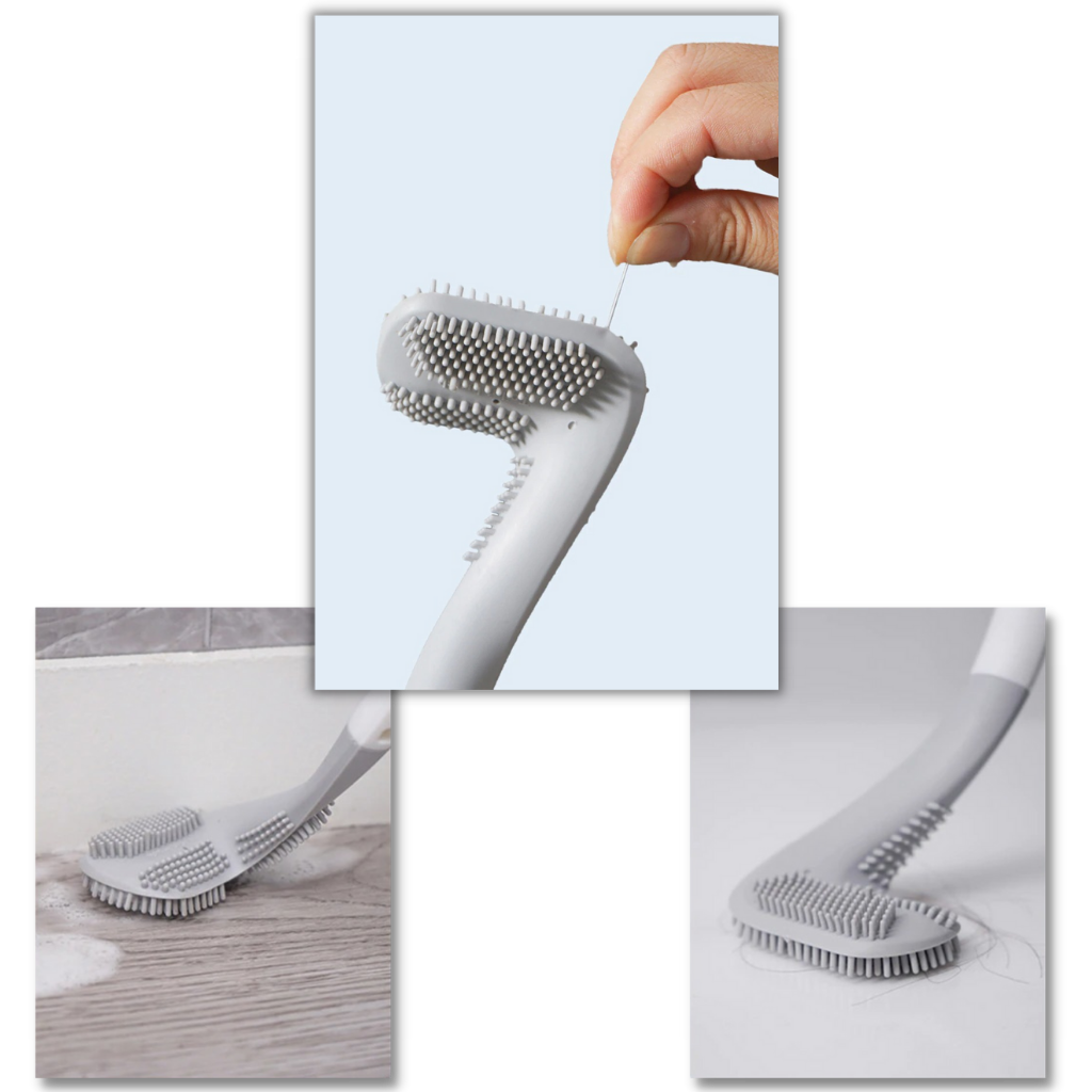 Scopino da toilette con manico lungo e base a muro - Ozerty