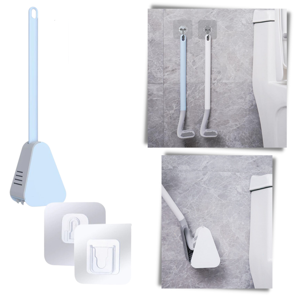 Scopino da toilette con manico lungo e base a muro - Ozerty