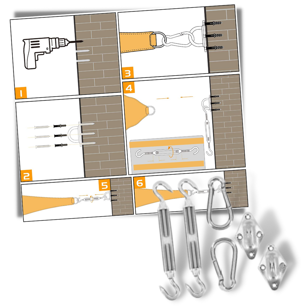 Kit di ferramenta per vele da paralume M5 - Ozerty