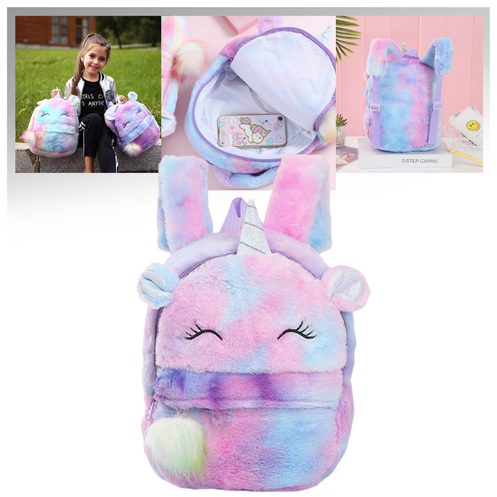 Zaino da ragazza con unicorno di peluche - Ozerty