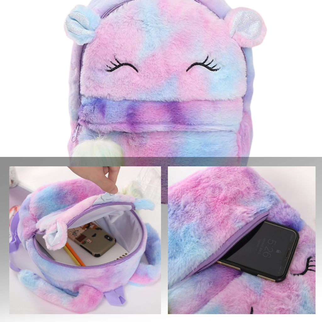 Zaino da ragazza con unicorno di peluche - Ozerty