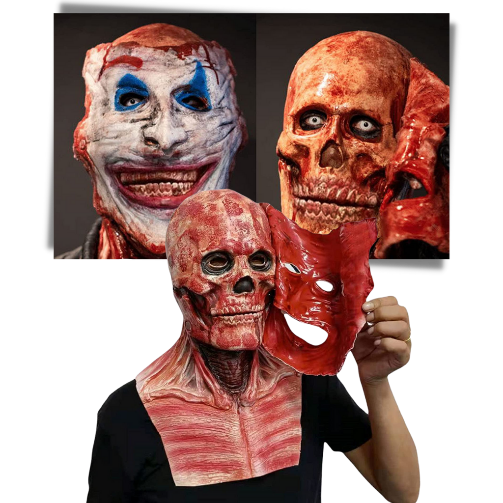 Maschera doppia realistica di Halloween Horror  - Ozerty