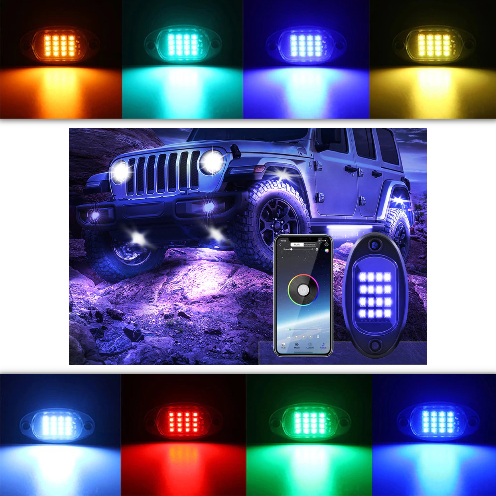 Confezione da 8 luci RGB per veicoli - Ozerty
