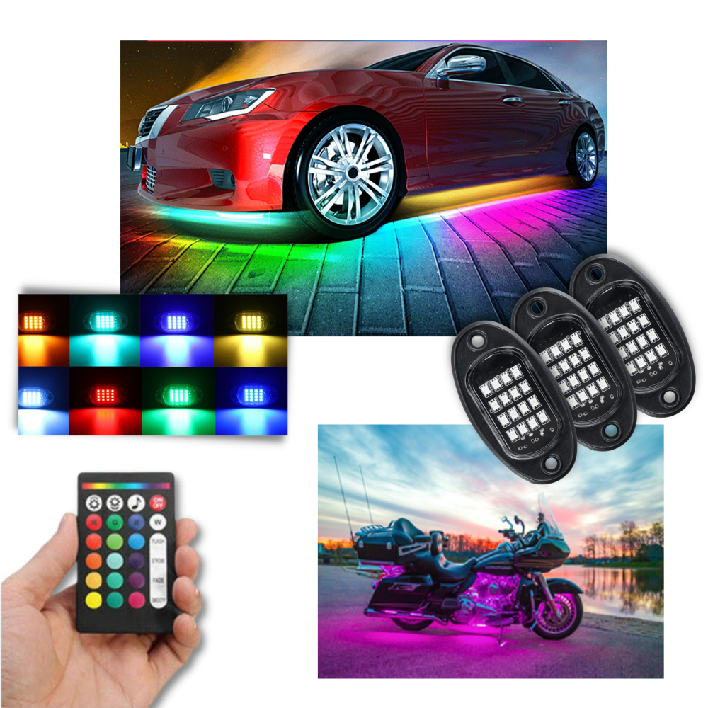 Confezione da 8 luci RGB per veicoli - Ozerty