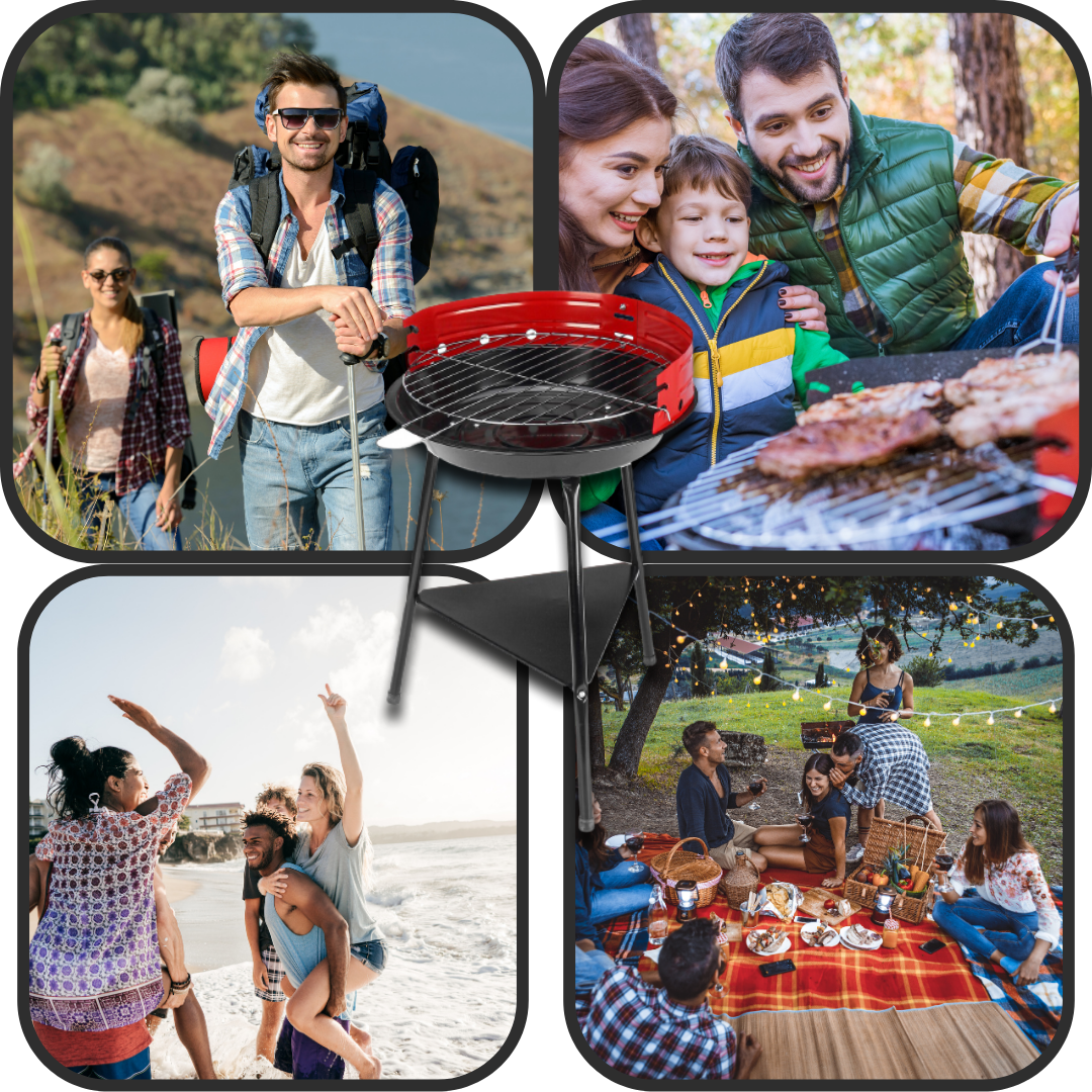 GRIGLIA A CARBONE BBQ ROTONDA PORTATILE - Ozerty