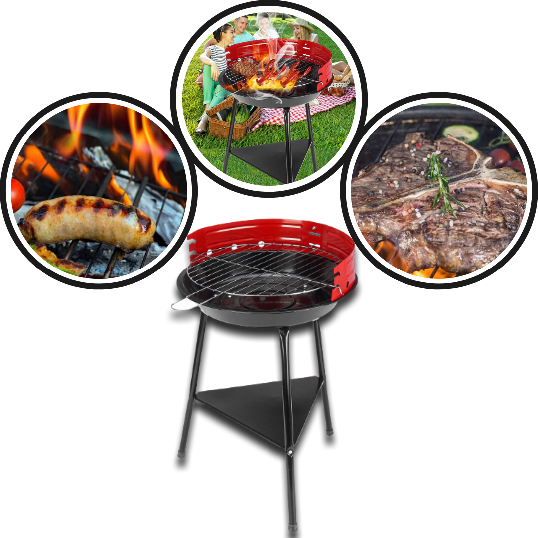GRIGLIA A CARBONE BBQ ROTONDA PORTATILE - Ozerty