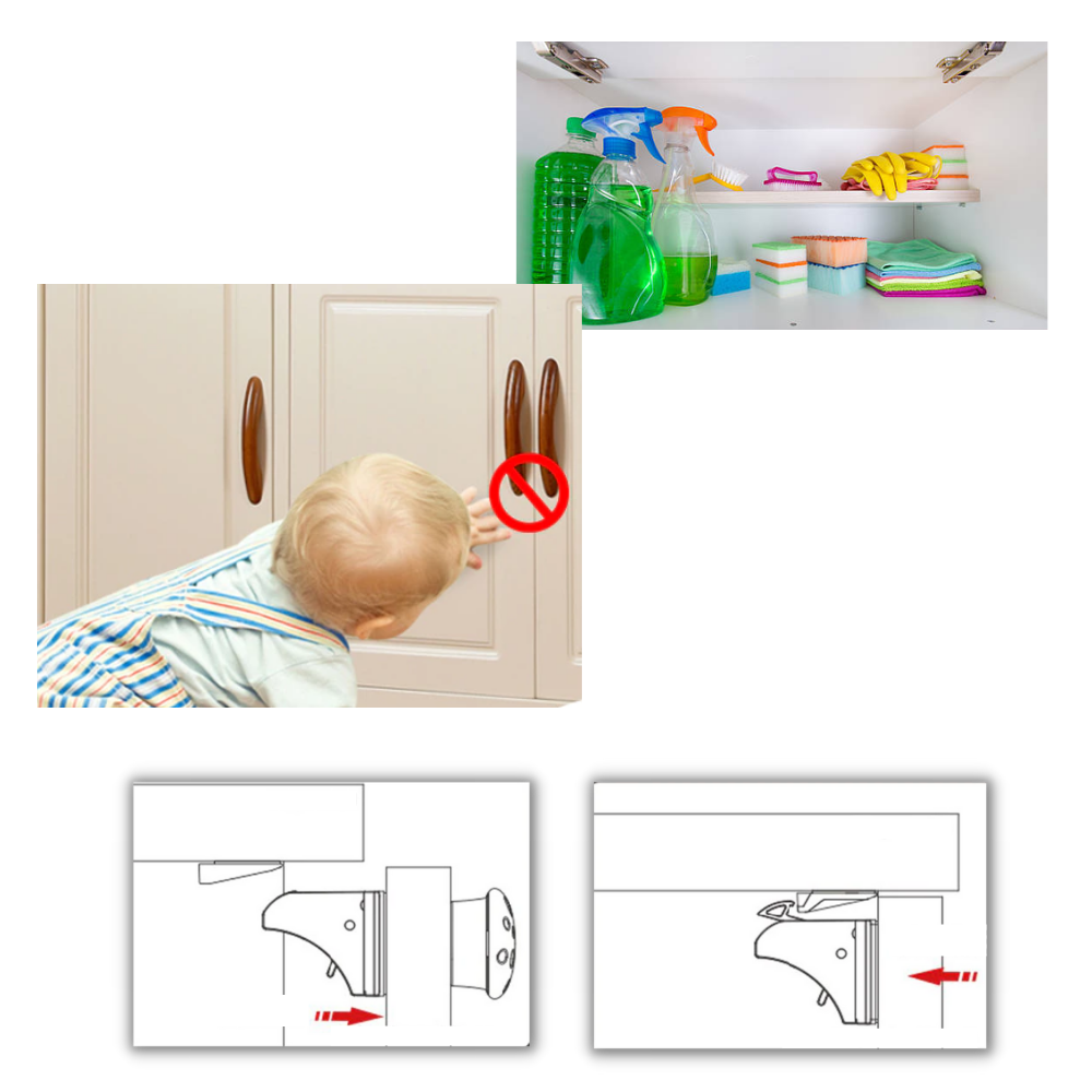 Confezione da 4 serrature magnetiche per armadietti di sicurezza per bambini - Ozerty