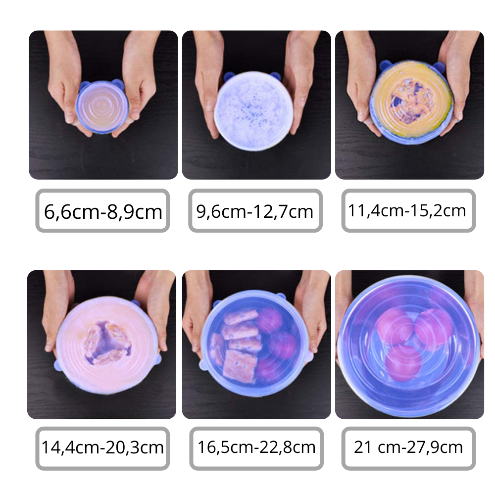 6 Pezzi Coperchi elasticizzati in silicone  - Ozerty