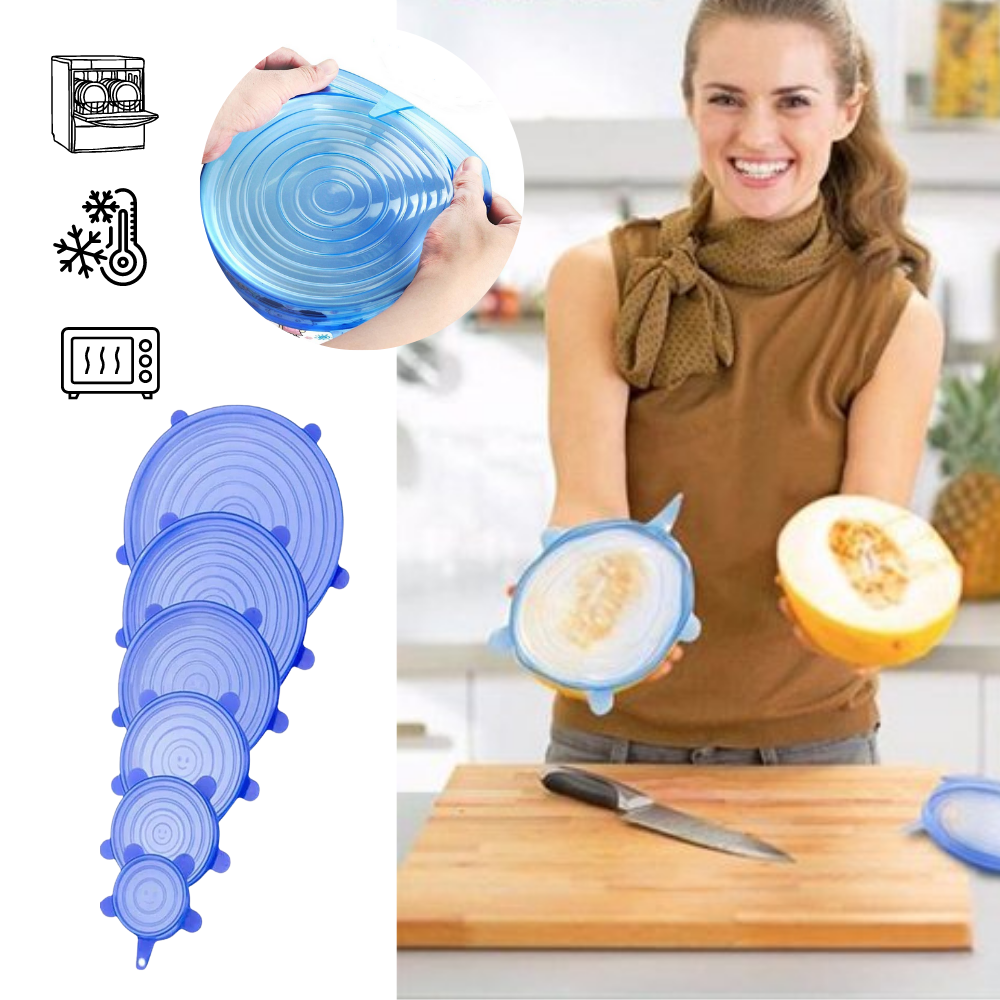 6 Pezzi Coperchi elasticizzati in silicone  - Ozerty