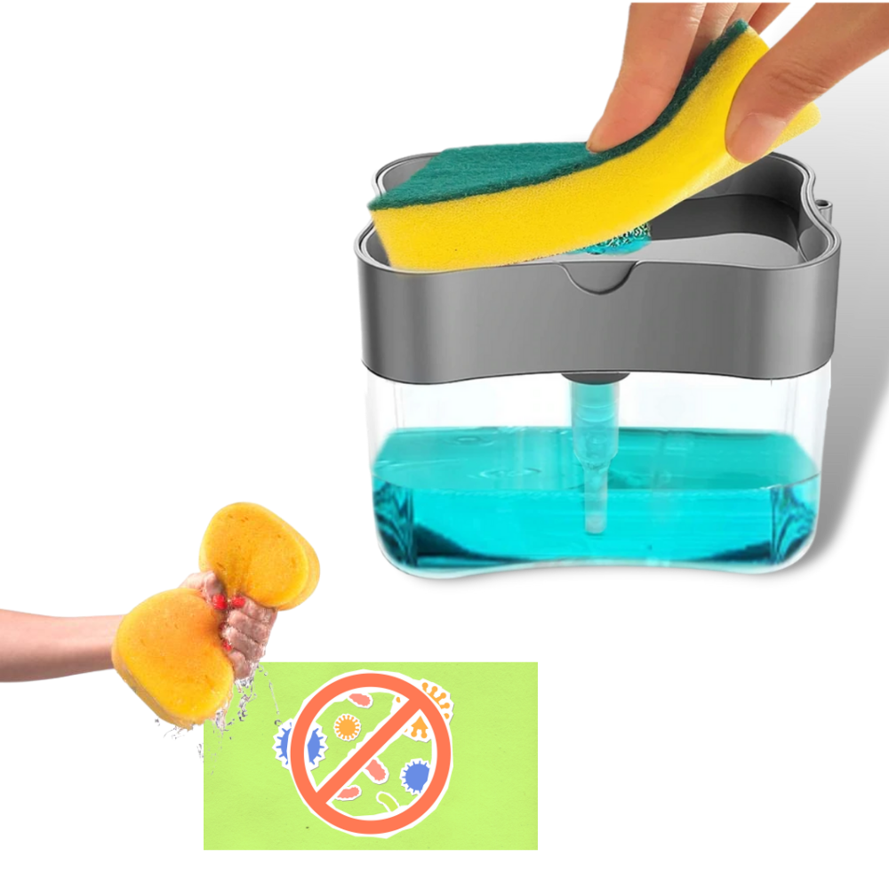 Distributore di detersivo da cucina con porta spugna - Ozerty