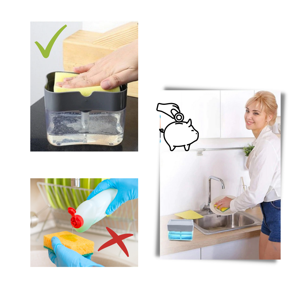 Distributore di detersivo da cucina con porta spugna - Ozerty