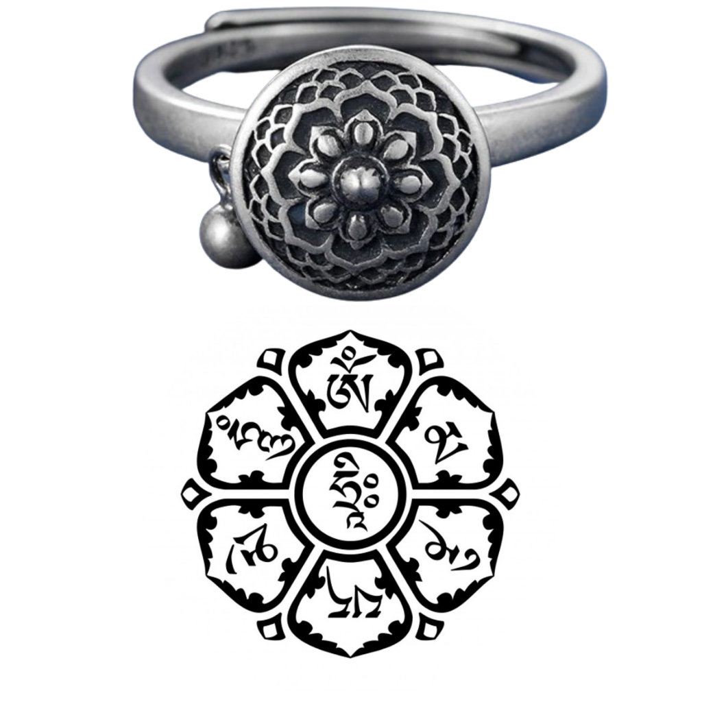 Anello con mantra buddista che gira per donne - Ozerty