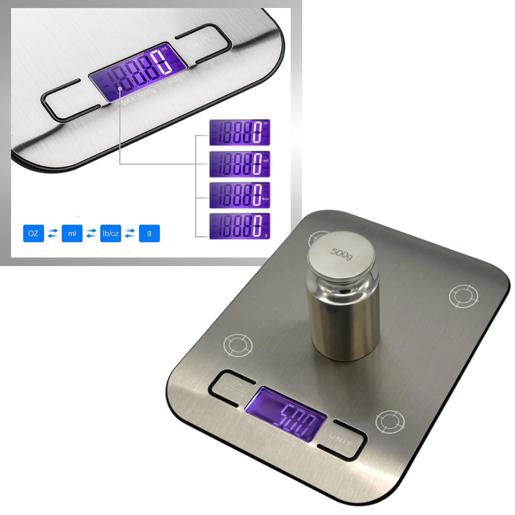Bilancia da cucina digitale LCD in acciaio inox - Ozerty