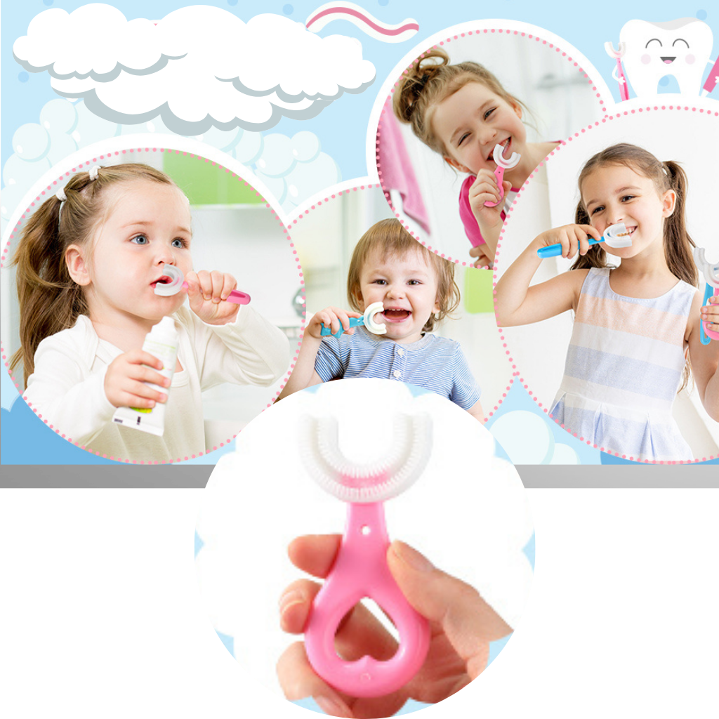 Spazzolino da denti a forma di U per bambini (confezione da 2) - Ozerty