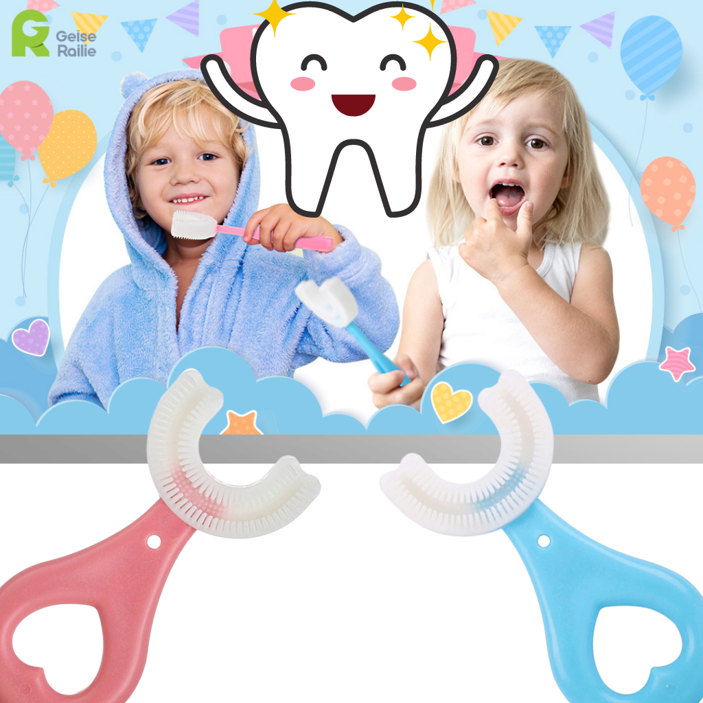 Spazzolino da denti a forma di U per bambini (confezione da 2) - Ozerty
