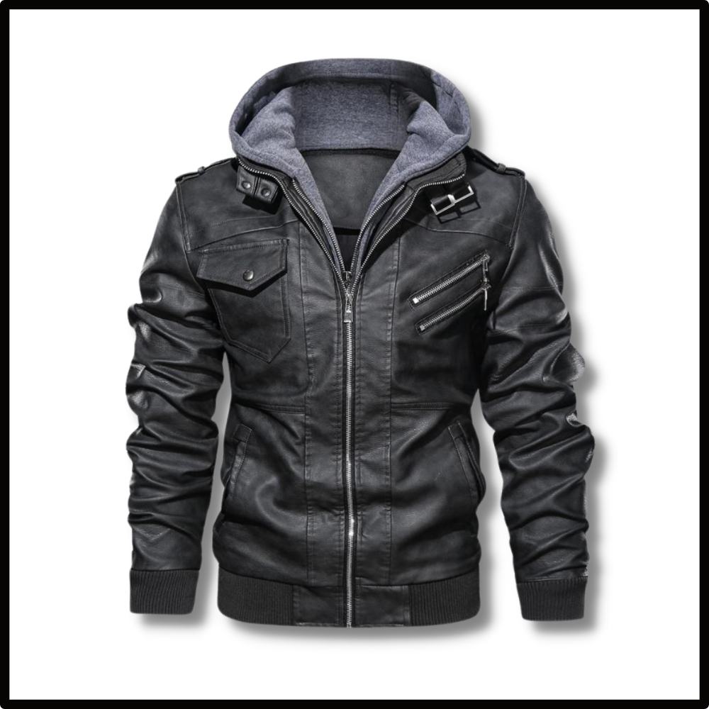 Giacca da moto classica in pelle marrone - Ozerty