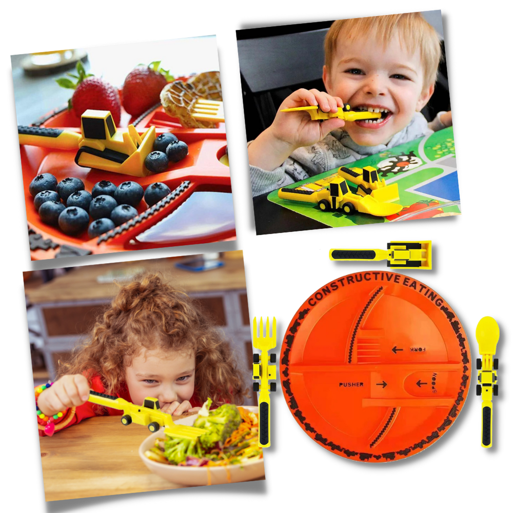 Set di piatti e utensili per un'alimentazione creativa e costruttiva - Ozerty