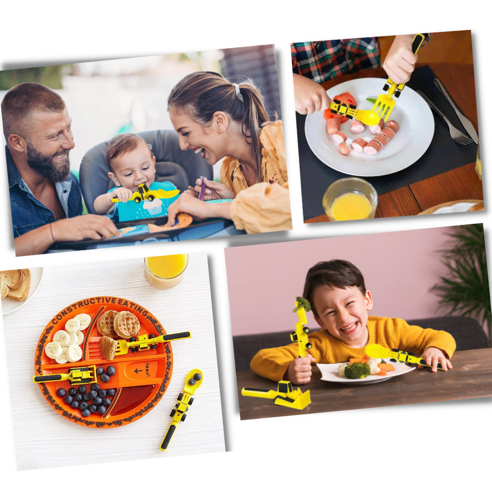 Set di piatti e utensili per un'alimentazione creativa e costruttiva - Ozerty