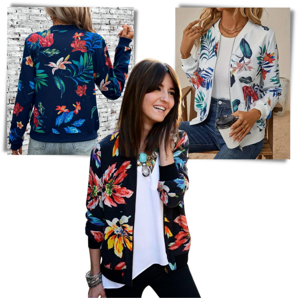 Giacca bomber a maniche lunghe a fiori
 - Ozerty