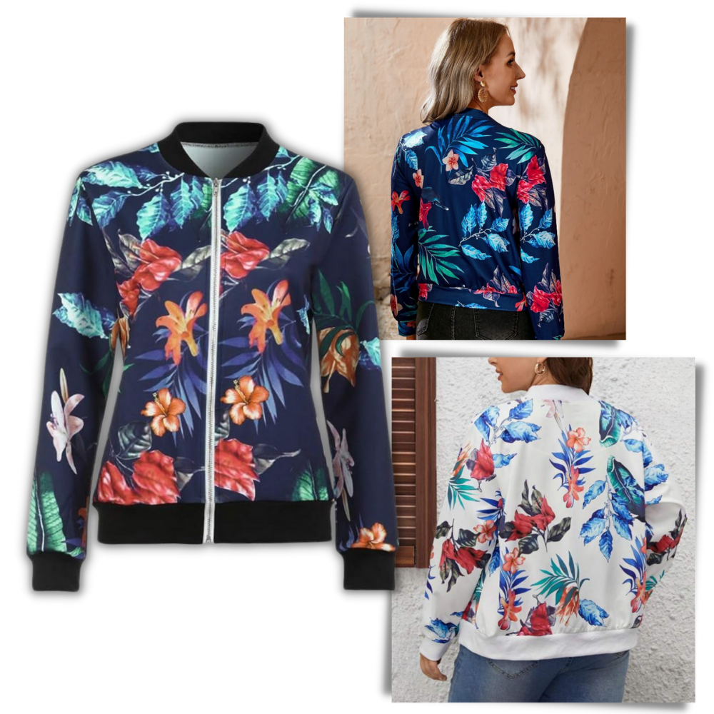 Giacca bomber a maniche lunghe a fiori
 - Ozerty