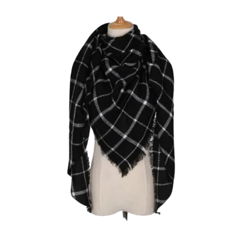 Sciarpa in cashmere a quadri effetto mohair -Stoccolma - Ozerty