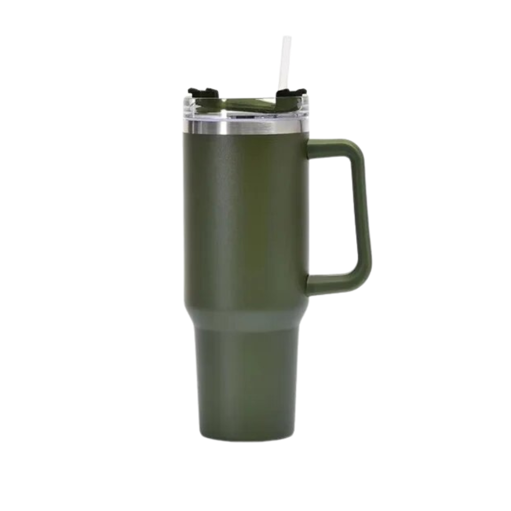 Tazza per auto di grande capacità con manico -Verde militare - Ozerty