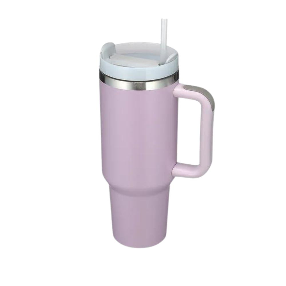 Tazza per auto di grande capacità con manico -Rosa confetto - Ozerty