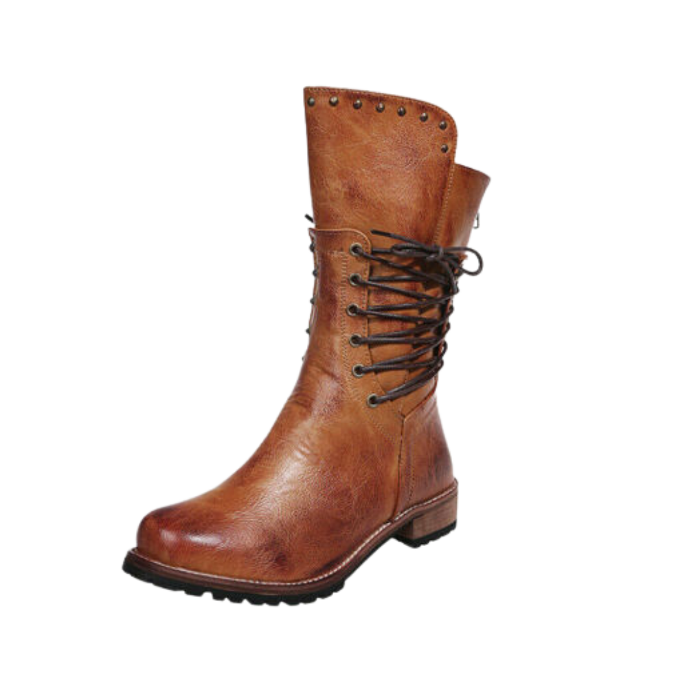 Stivaletti in Pelle PU Vintage -Marrone/EU35Marrone/EU36Marrone/EU37Marrone/EU38Marrone/EU39Marrone/EU40Marrone/EU41Marrone/EU42Marrone/EU43 - Ozerty