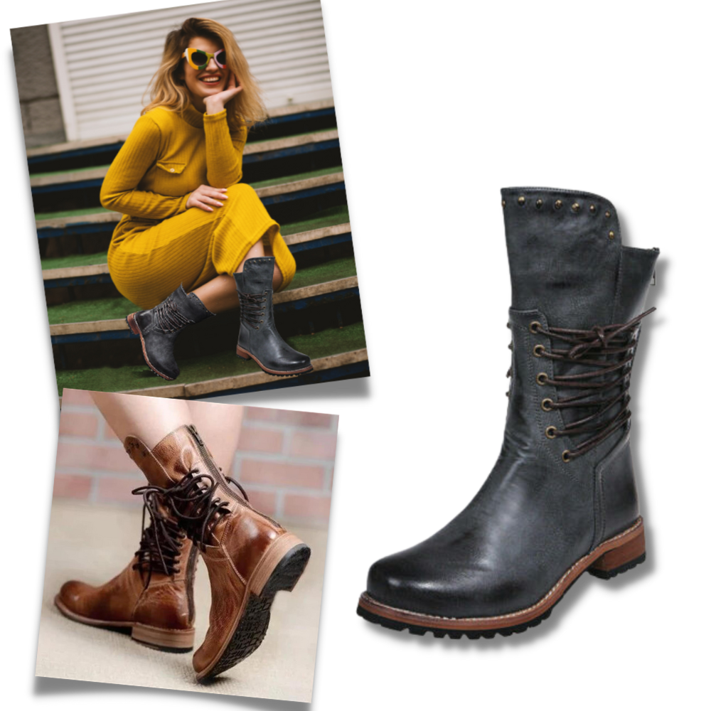 Stivaletti in Pelle PU Vintage - Ozerty