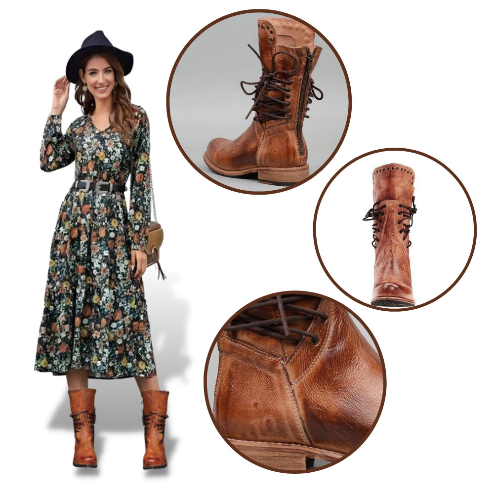 Stivaletti in Pelle PU Vintage - Ozerty