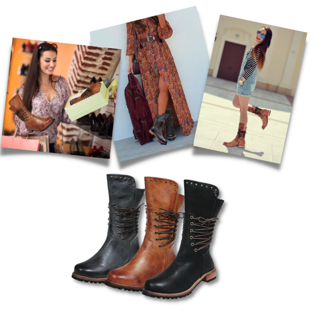 Stivaletti in Pelle PU Vintage - Ozerty